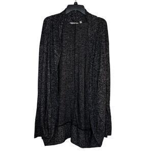 Athleta Luxe Pose Open Front Wrap Black Gray Cardigan Topper Size XL Athleisure